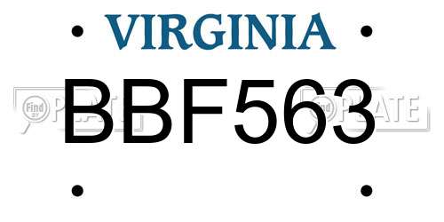 BBF563 Virginia License Plate