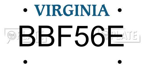 BBF56E Virginia License Plate
