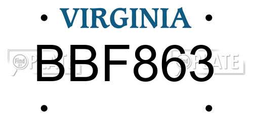 BBF863 Virginia License Plate
