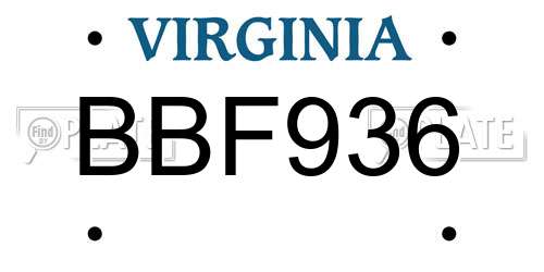 BBF936 Virginia License Plate