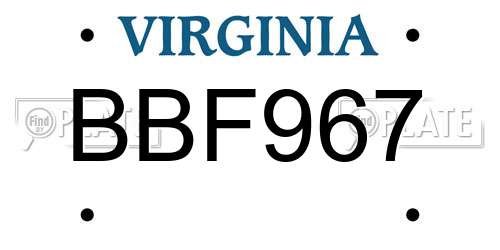 BBF967 Virginia License Plate
