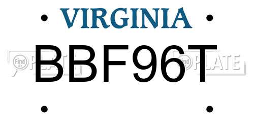 BBF96T Virginia License Plate