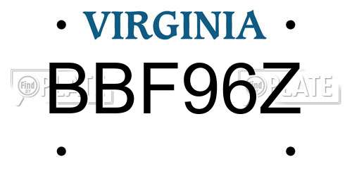BBF96Z Virginia License Plate