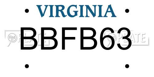BBFB63 Virginia License Plate