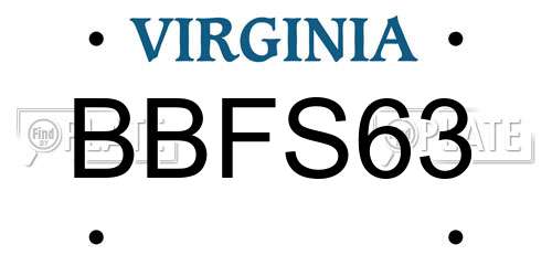 BBFS63 Virginia License Plate