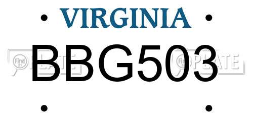 BBG503 Virginia License Plate