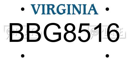 BBG8516 Virginia License Plate