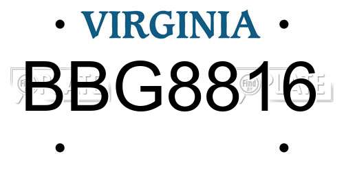 BBG8816 Virginia License Plate