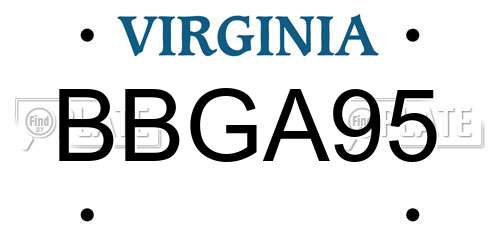 BBGA95 Virginia License Plate