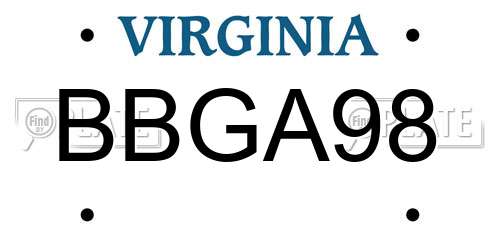 BBGA98 Virginia License Plate