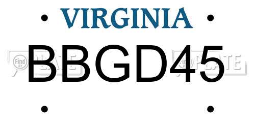 BBGD45 Virginia License Plate