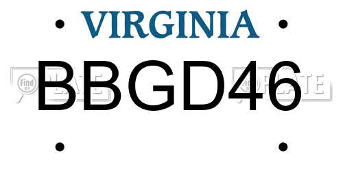 BBGD46 Virginia License Plate