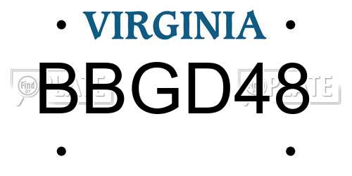 BBGD48 Virginia License Plate
