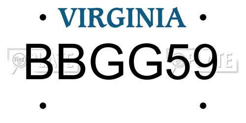 BBGG59 Virginia License Plate