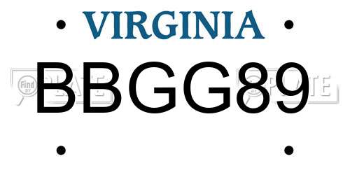 BBGG89 Virginia License Plate