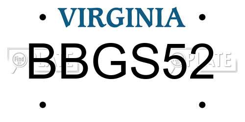 BBGS52 Virginia License Plate