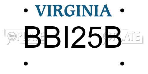BBI25B Virginia License Plate