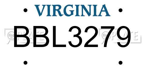 BBL3279 Virginia License Plate