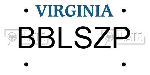 BBLSZP Virginia License Plate