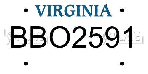 BBO2591 Virginia License Plate
