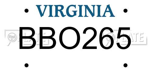 BBO265 Virginia License Plate