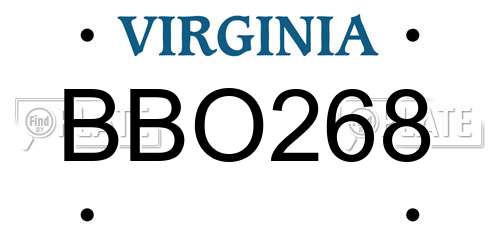 BBO268 Virginia License Plate