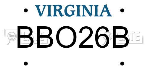 BBO26B Virginia License Plate