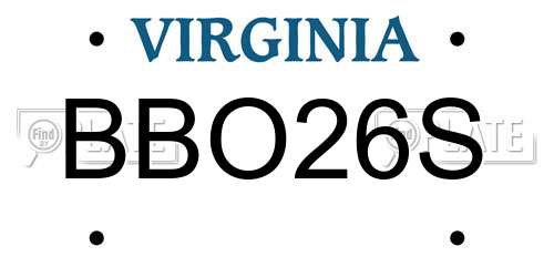 BBO26S Virginia License Plate
