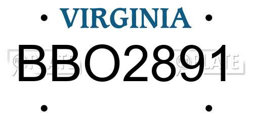 BBO2891 Virginia License Plate