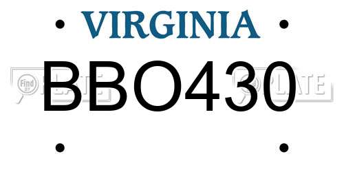 BBO430 Virginia License Plate