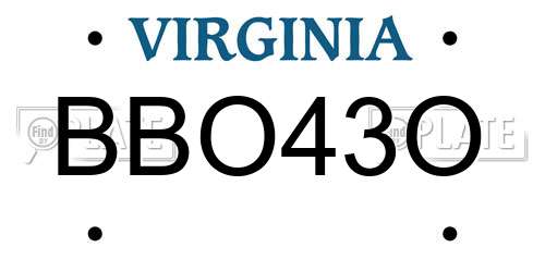 BBO43O Virginia License Plate
