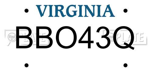 BBO43Q Virginia License Plate