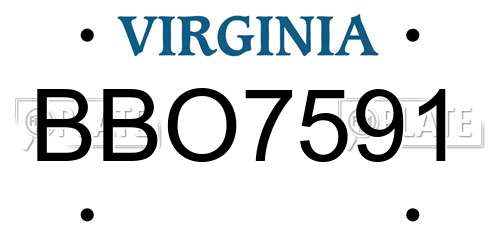 BBO7591 Virginia License Plate