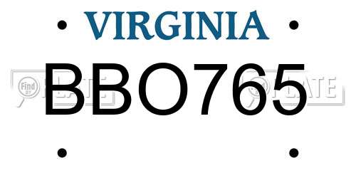 BBO765 Virginia License Plate