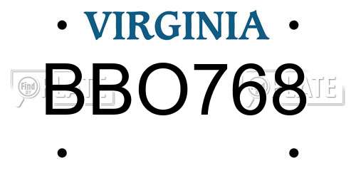 BBO768 Virginia License Plate