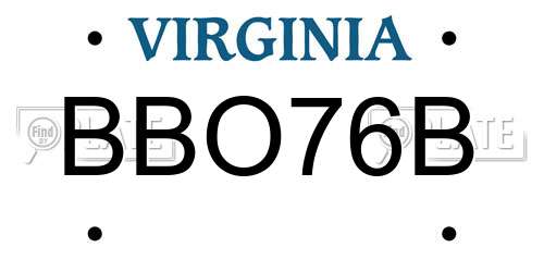 BBO76B Virginia License Plate