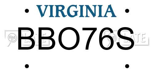 BBO76S Virginia License Plate