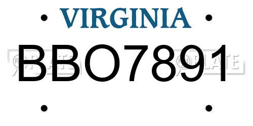 BBO7891 Virginia License Plate
