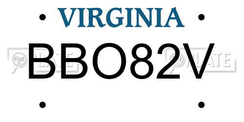 BBO82V Virginia License Plate