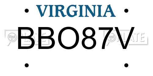 BBO87V Virginia License Plate
