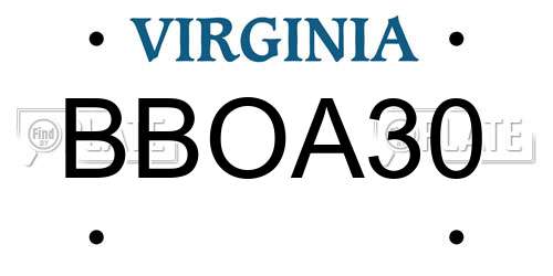 BBOA30 Virginia License Plate