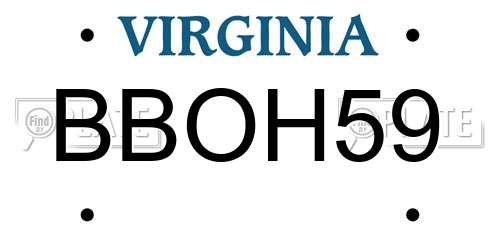 BBOH59 Virginia License Plate