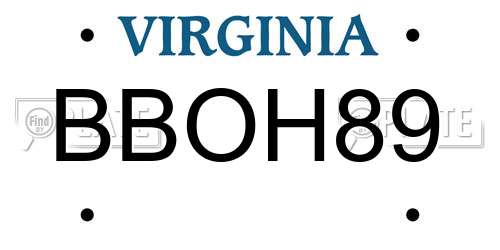 BBOH89 Virginia License Plate