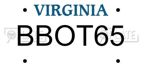 BBOT65 Virginia License Plate