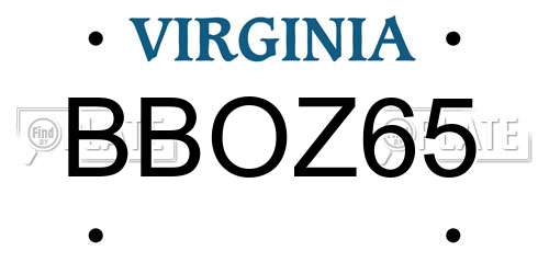 BBOZ65 Virginia License Plate