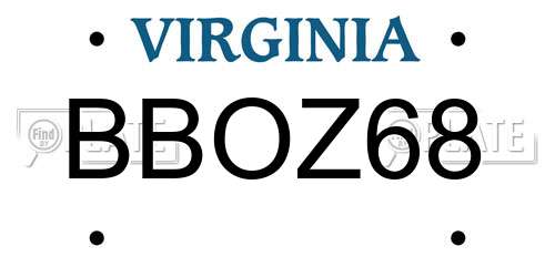 BBOZ68 Virginia License Plate
