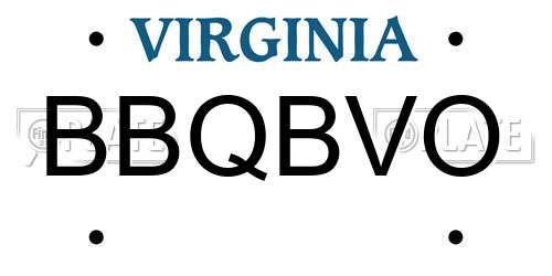 BBQBVO Virginia License Plate