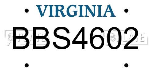 BBS4602 Virginia License Plate