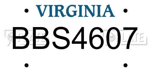 BBS4607 Virginia License Plate