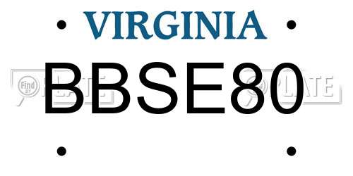 BBSE80 Virginia License Plate